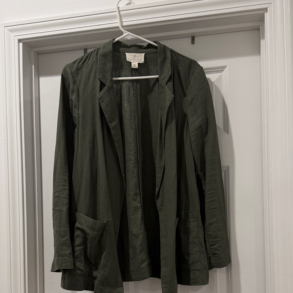 Caslon Dark Green Linen Blazer